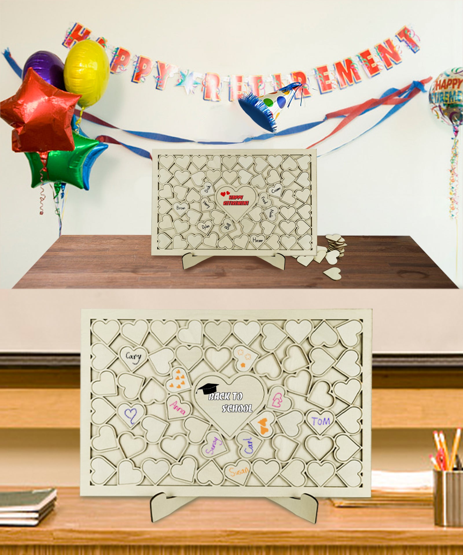 Alternative Wooden Guest Book - Party Addition Keepsake (58pcs small heart pieces)