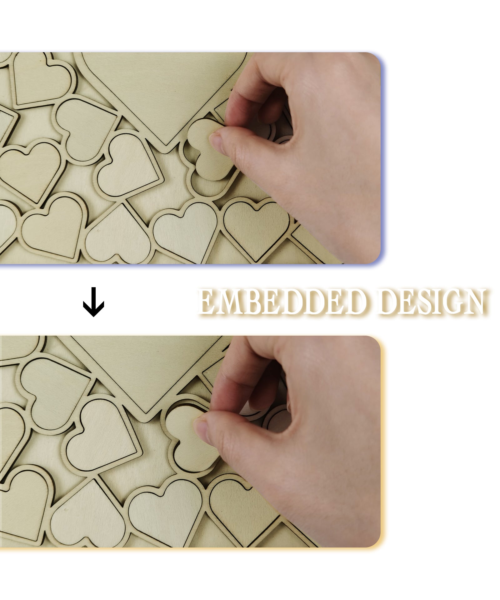 Alternative Wooden Guest Book - Party Addition Keepsake (58pcs small heart pieces)