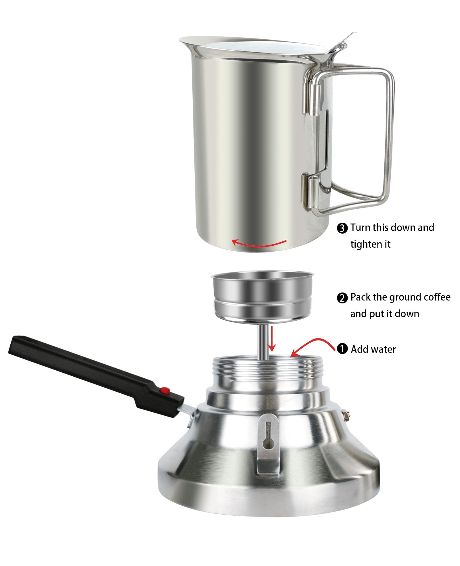 Cafetière expresso en acier inoxydable, 12 tasses, Moka, pour préparation de cafés italiens et cubains