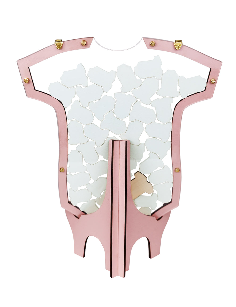 Wooden Pink Onesie Framed Guest Book Birthday Keepsake gift for Baby Girl Shower Decorations with 42pcs Wooden card