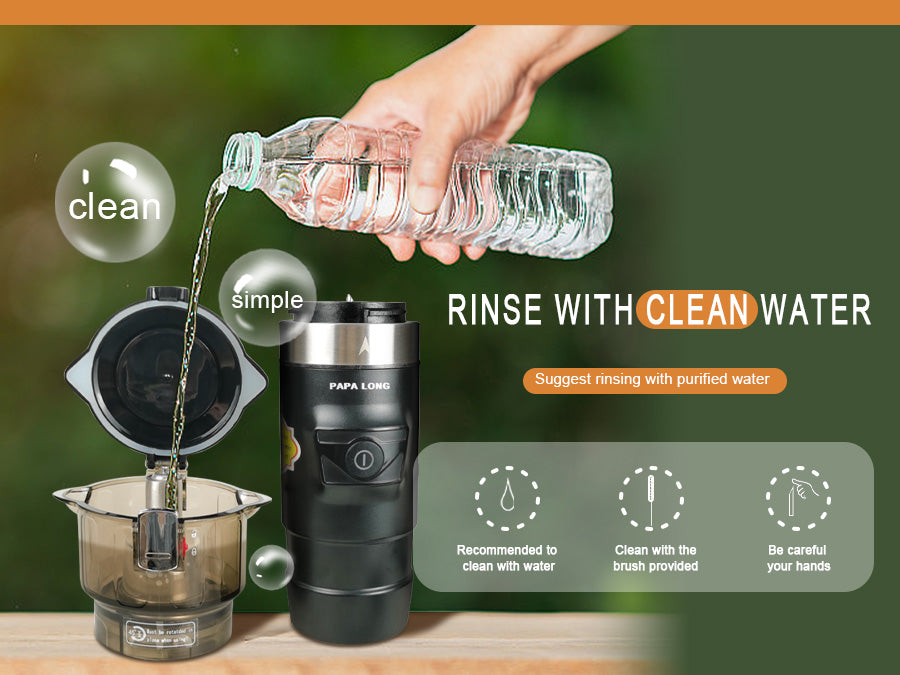 Portable Car Coffee Maker for 12V - K Cup Compatible Auto Brewer & Travel Mug | PAPA LONG