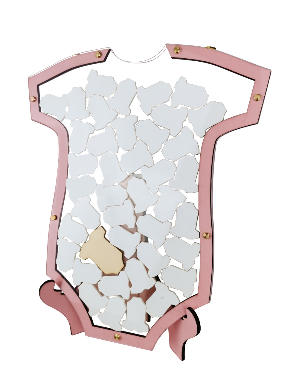 Wooden Pink Onesie Framed Guest Book Birthday Keepsake gift for Baby Girl Shower Decorations with 42pcs Wooden card